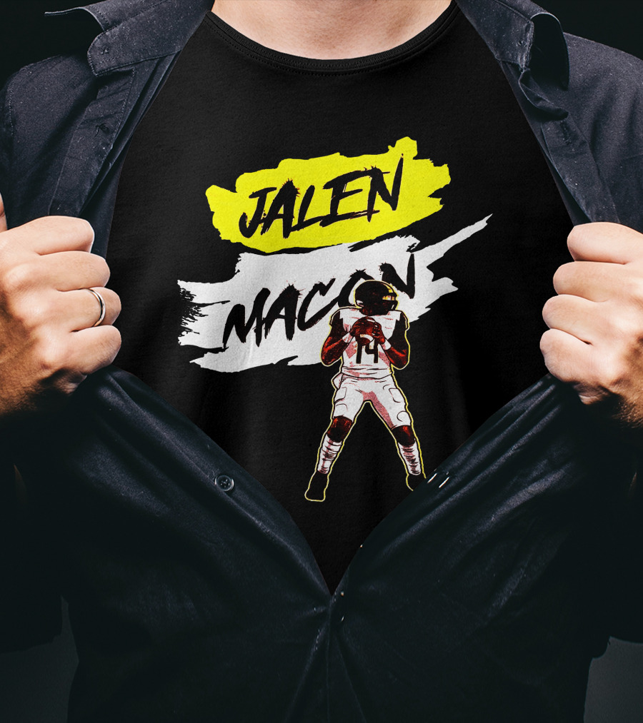 Jalen Macon Football Player Black White Yellow T-Shirt