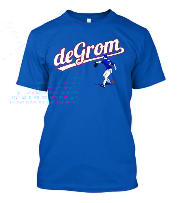 DeGrom Texas Pitching Action Logo Blue T-Shirt