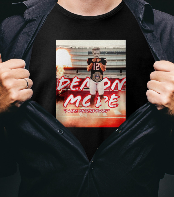 Demon Mode I Like Touchdowns Football Player In Stadium T-Shirt