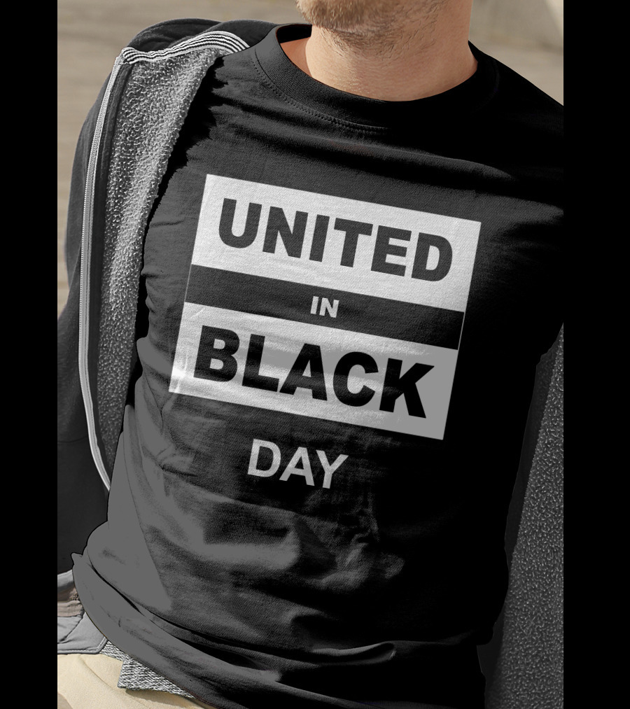 United In Black Day Bold White Block Text T-Shirt