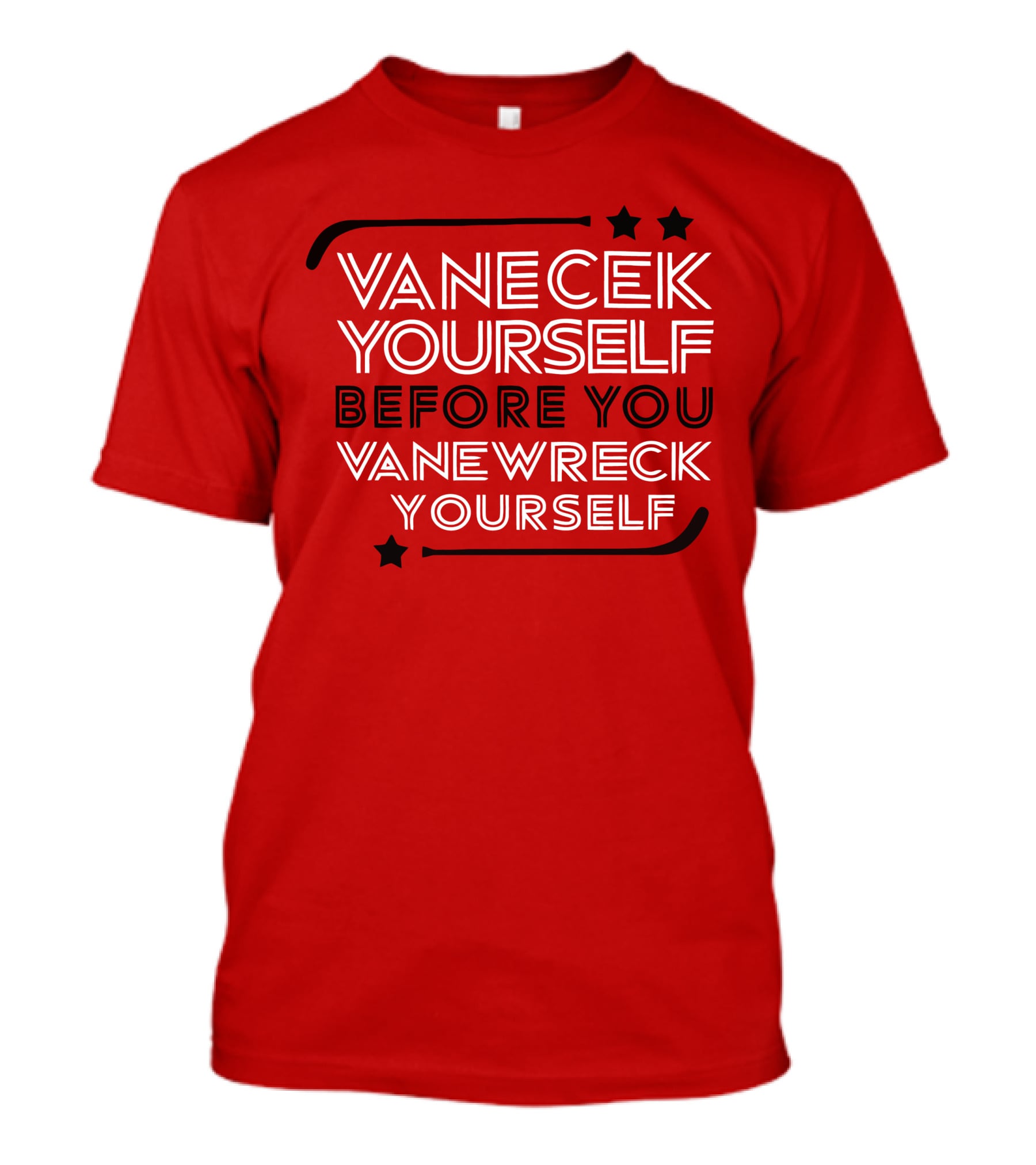 Vanecek Yourself Before You Vanewreck Yourself Stars Red T-Shirt