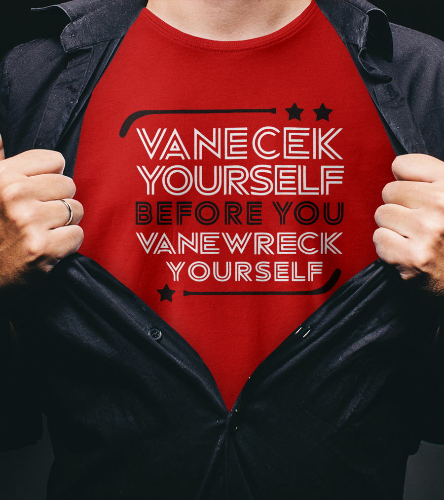 Vanecek Yourself Before You Vanewreck Yourself Stars Red T-Shirt
