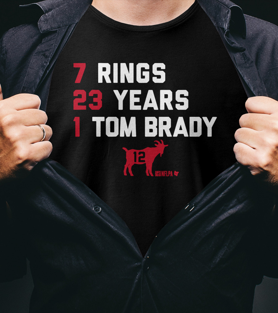 7 Rings 23 Years 1 Tom Brady NFLPA GOAT 12 T-Shirt