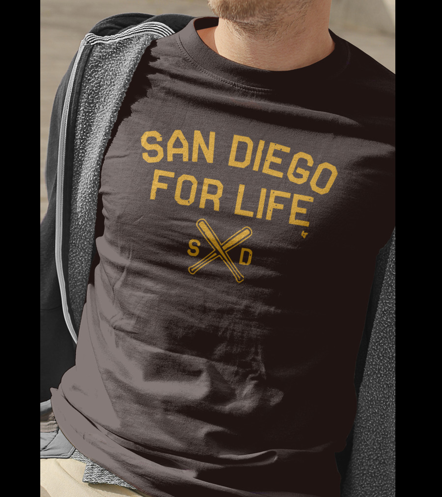 San Diego For Life SD Crossed Baseball Bats T-Shirt