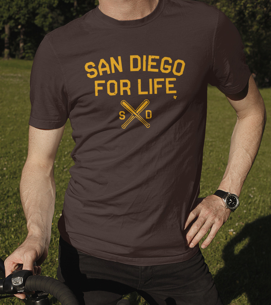 San Diego For Life SD Crossed Baseball Bats T-Shirt