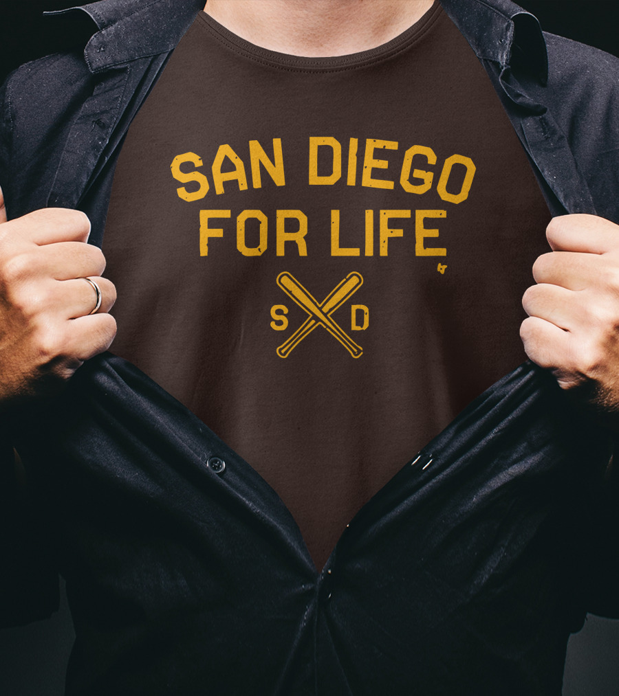 San Diego For Life SD Crossed Baseball Bats T-Shirt