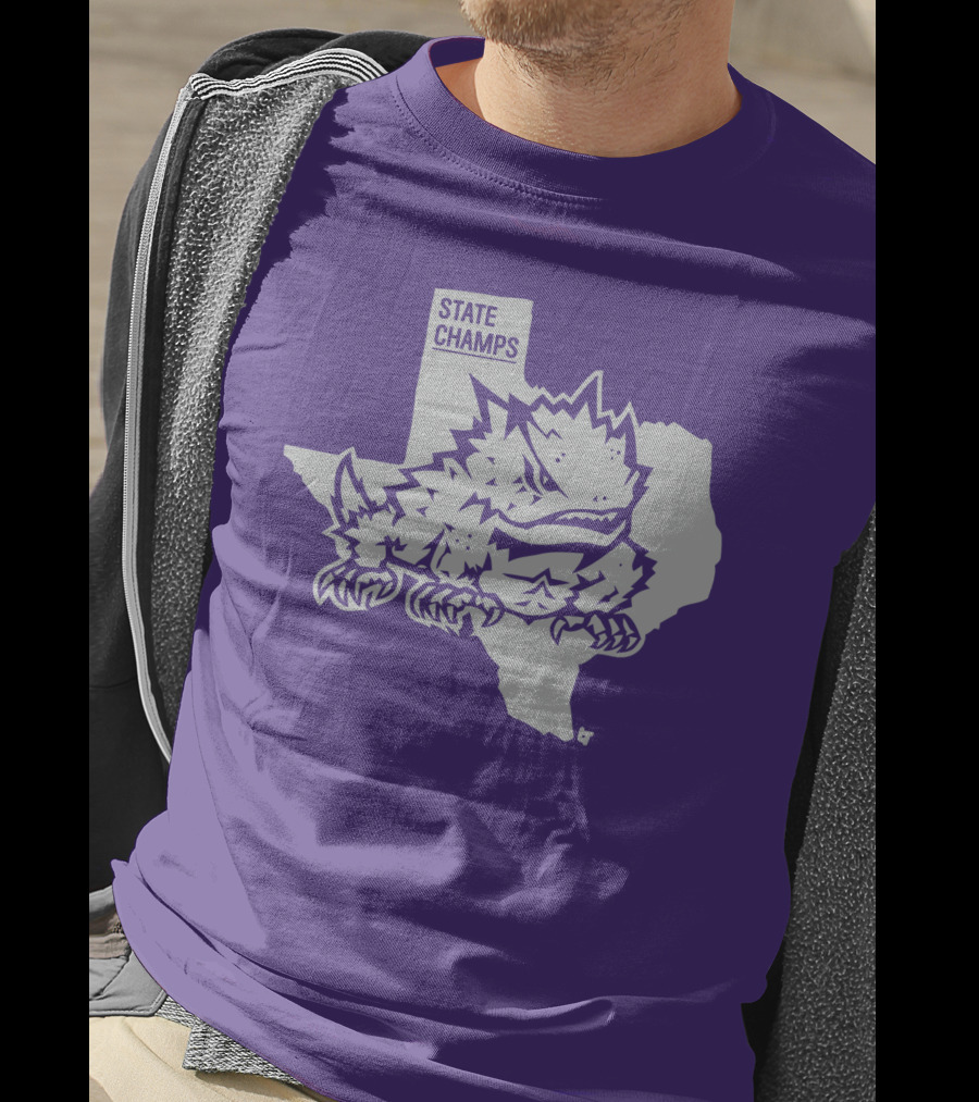 TCU State Champs Texas Horned Frog Outline T-Shirt