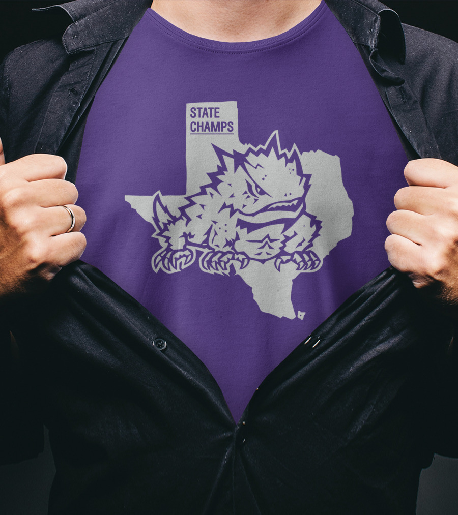 TCU State Champs Texas Horned Frog Outline T-Shirt