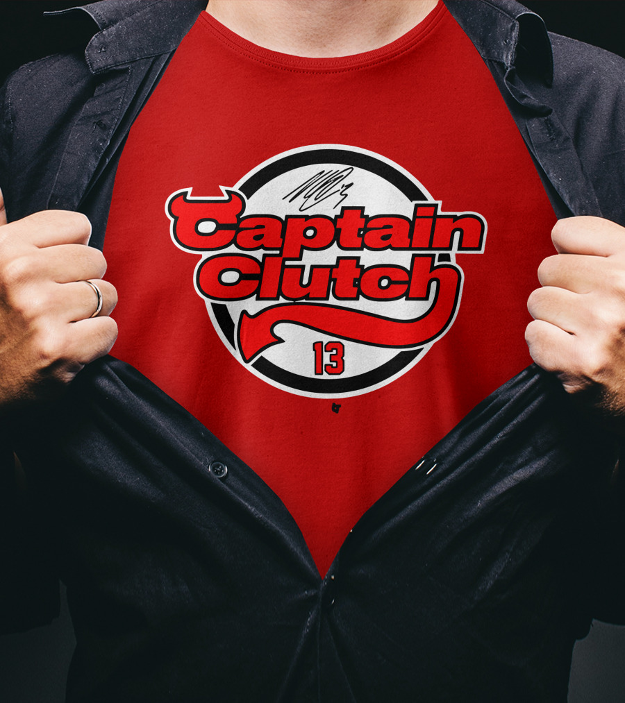 Nico Hischier Captain Clutch 13 New Jersey Hockey Signature T-Shirt