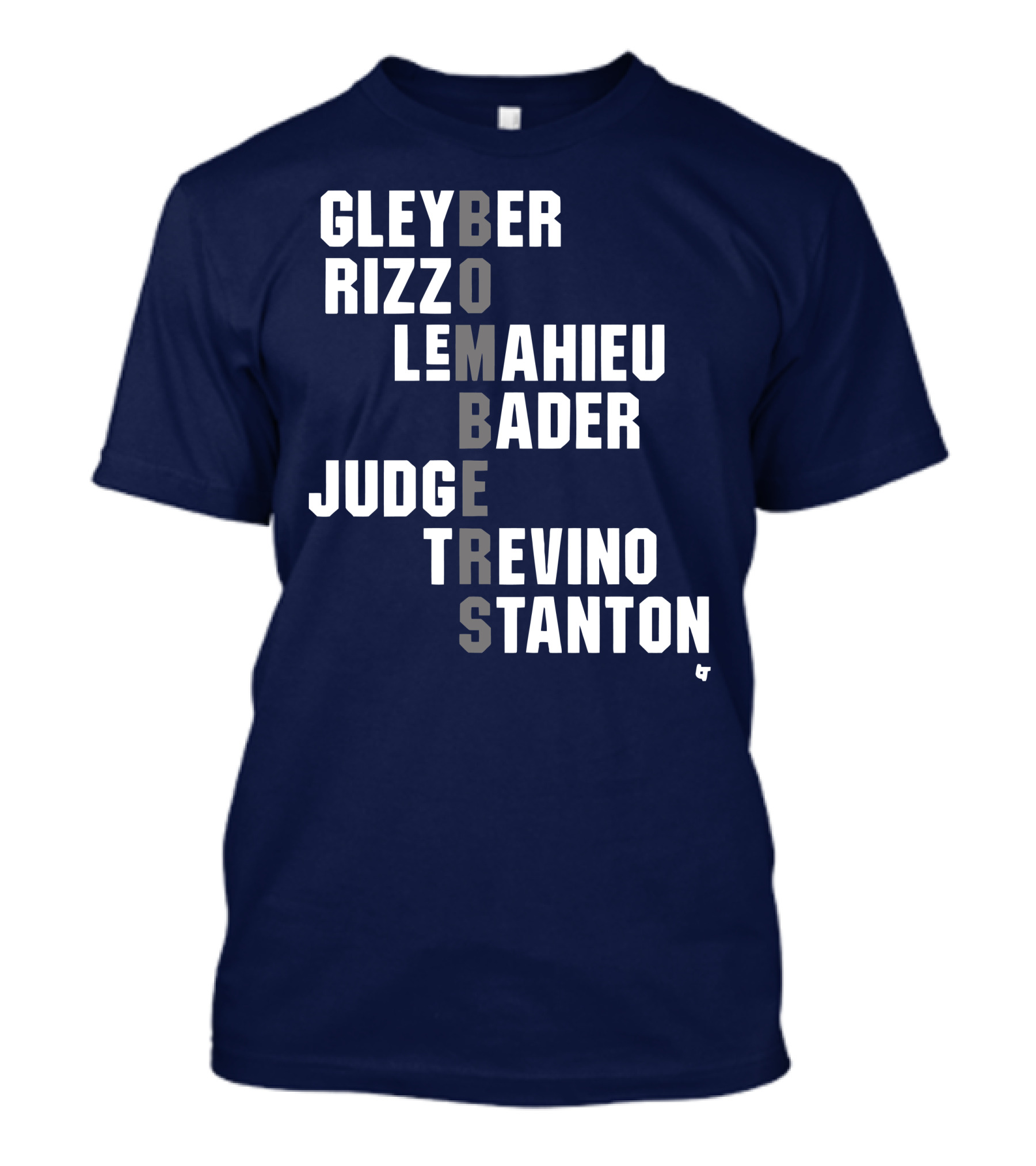 Yankees Bombers Player Names Gleyber Rizzo Judge LeMahieu Bader Trevino Stanton T-Shirt