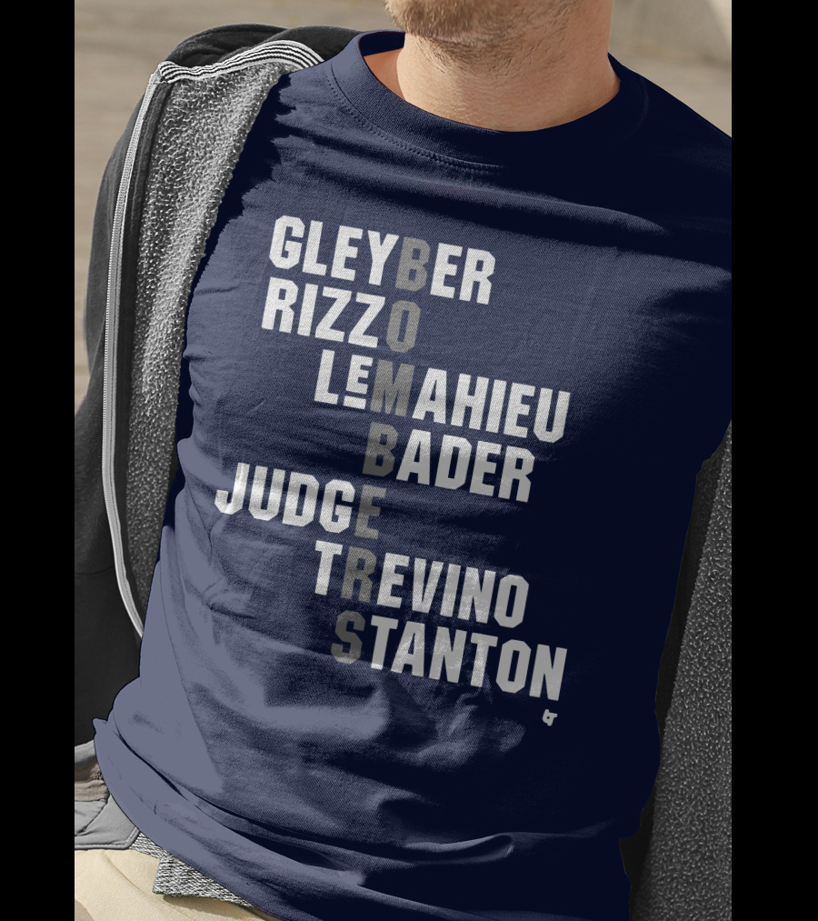 Yankees Bombers Player Names Gleyber Rizzo Judge LeMahieu Bader Trevino Stanton T-Shirt