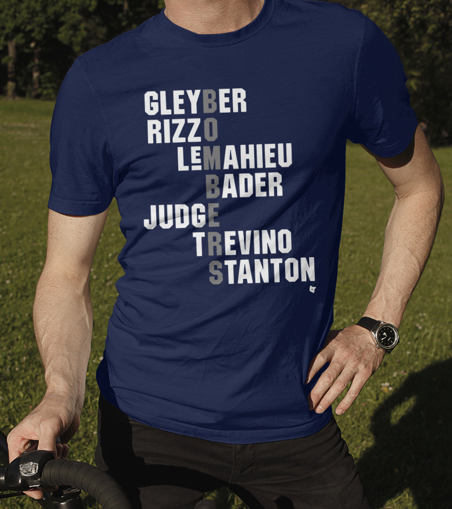 Yankees Bombers Player Names Gleyber Rizzo Judge LeMahieu Bader Trevino Stanton T-Shirt
