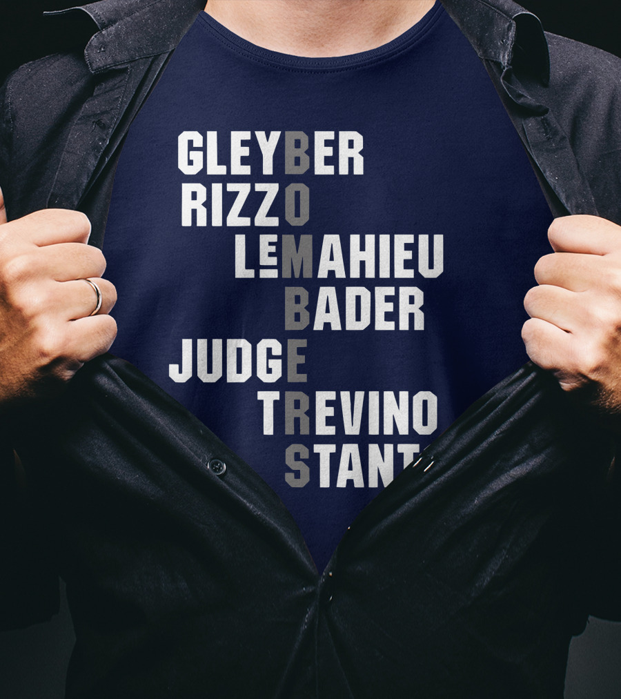 Yankees Bombers Player Names Gleyber Rizzo Judge LeMahieu Bader Trevino Stanton T-Shirt