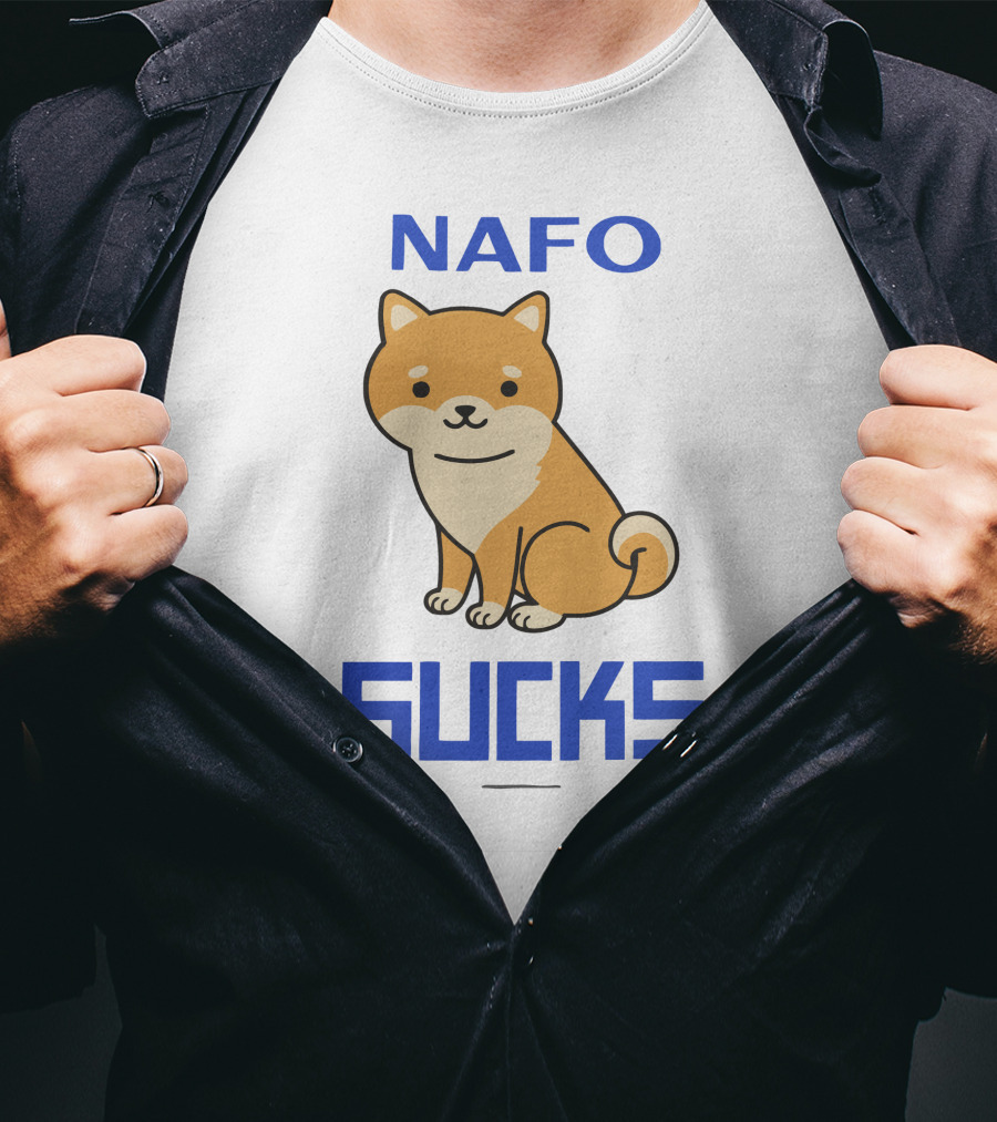 NAFO Sucks Cute Dog Cartoon T-Shirt