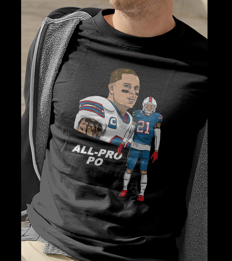 All Pro Po Football Player With Blue And Red Uniform T-Shirt