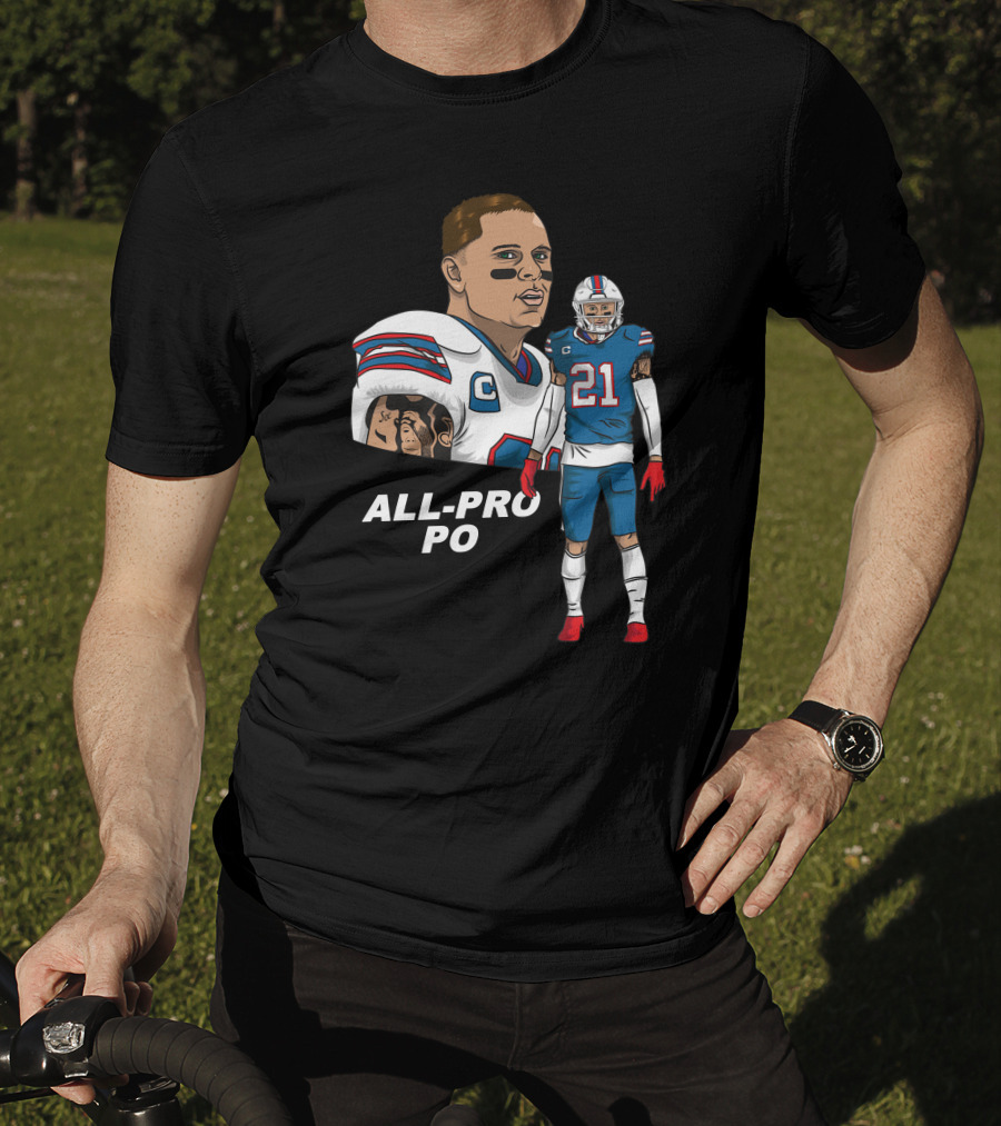 All Pro Po Football Player With Blue And Red Uniform T-Shirt