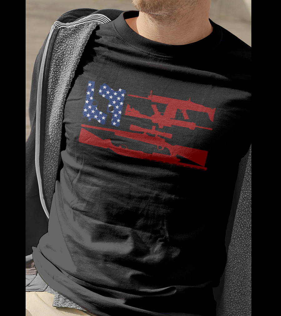 Guns And 69 American Flag Rifle T-Shirt