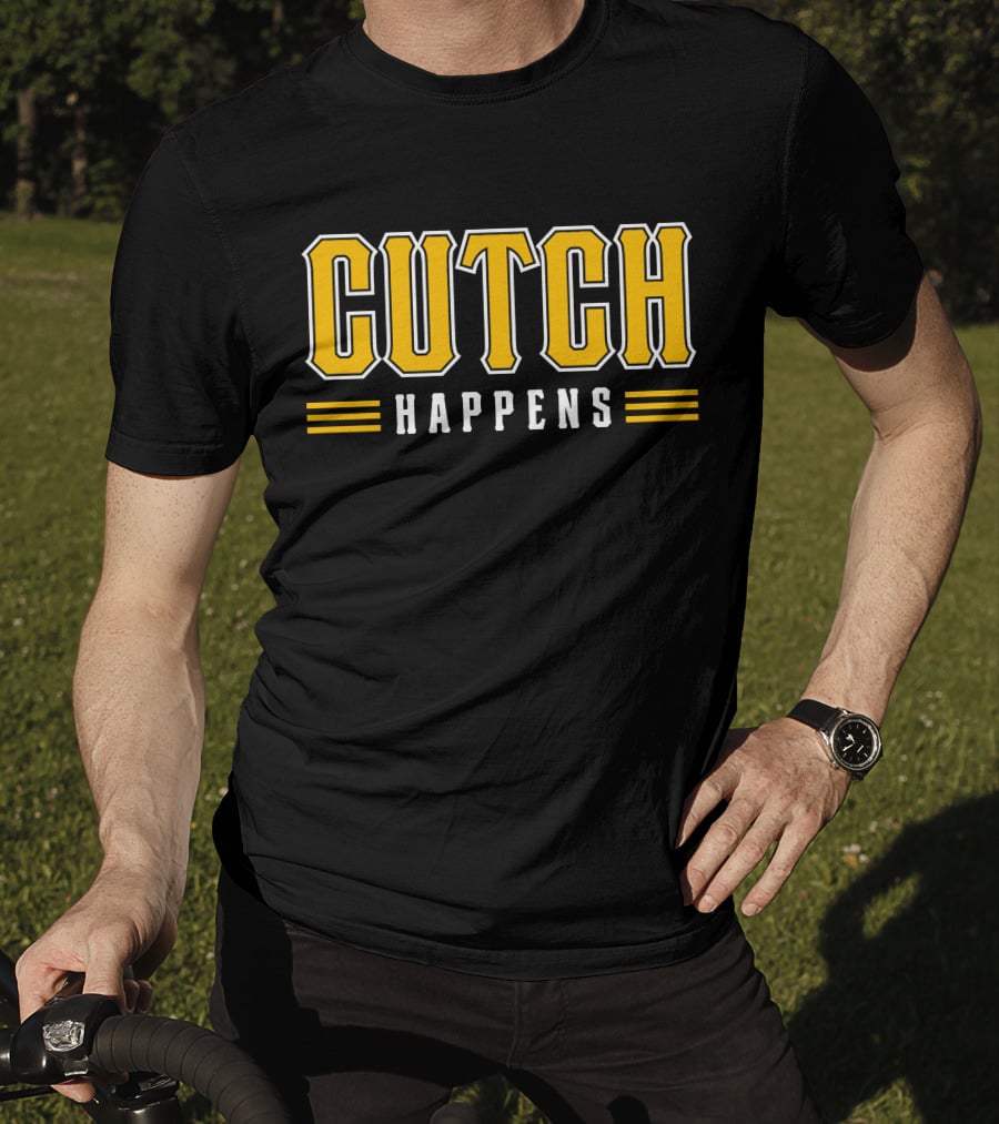 Cutch Happens Baseball Humor Yellow T-Shirt