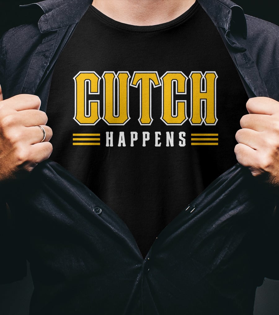 Cutch Happens Baseball Humor Yellow T-Shirt
