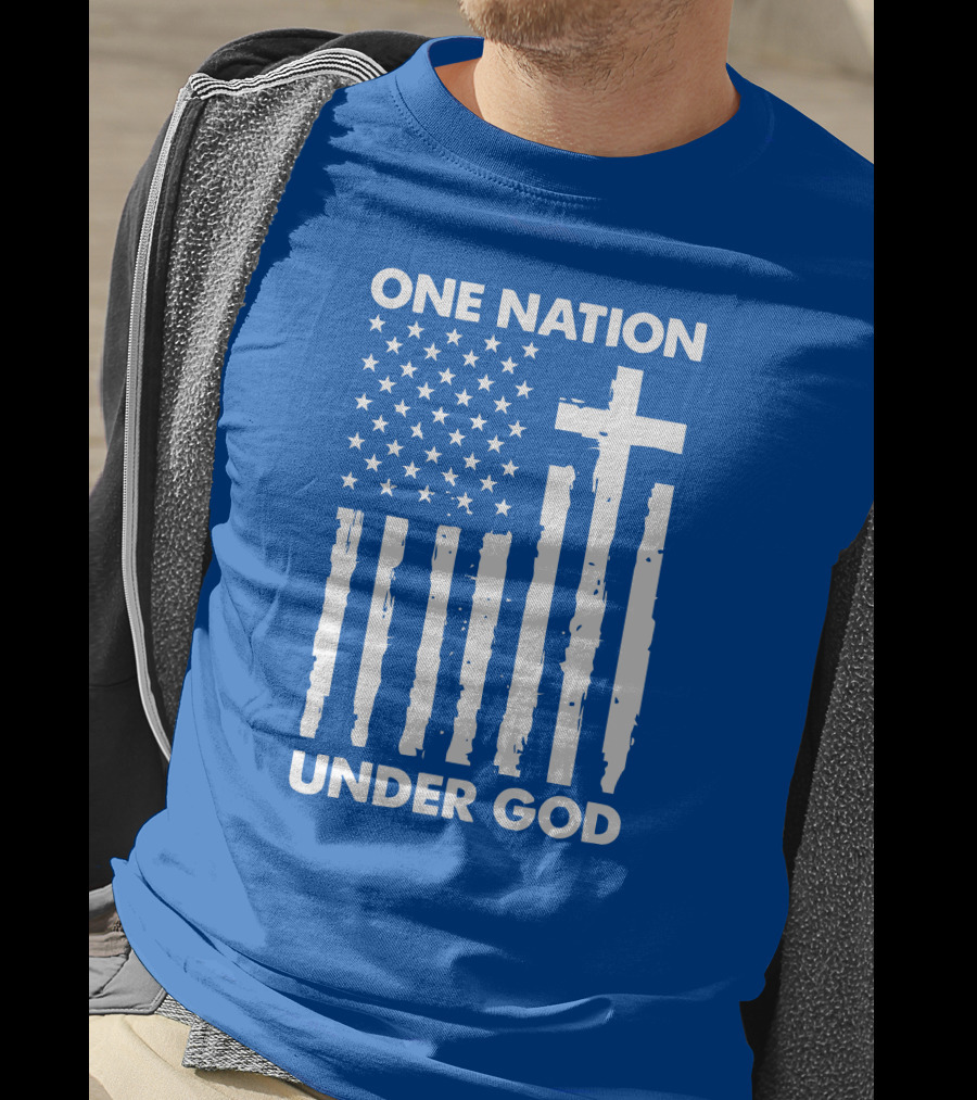 One Nation Under God American Flag Cross Stars Stripes Representation T-Shirt