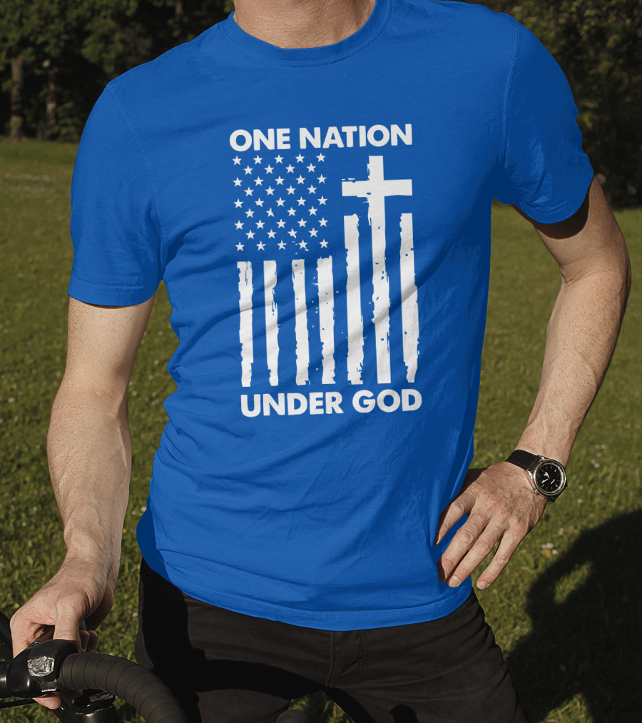 One Nation Under God American Flag Cross Stars Stripes Representation T-Shirt
