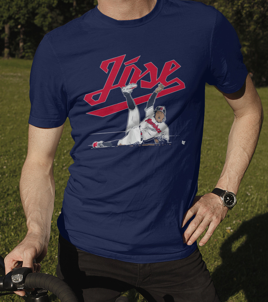 José Ramírez Slide Illustration With Cleveland Baseball Inspiration T-Shirt