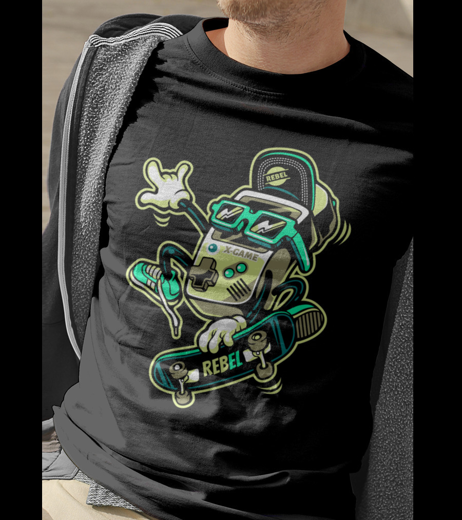 X-Game Rebel Skates Retro Gamer T-Shirt