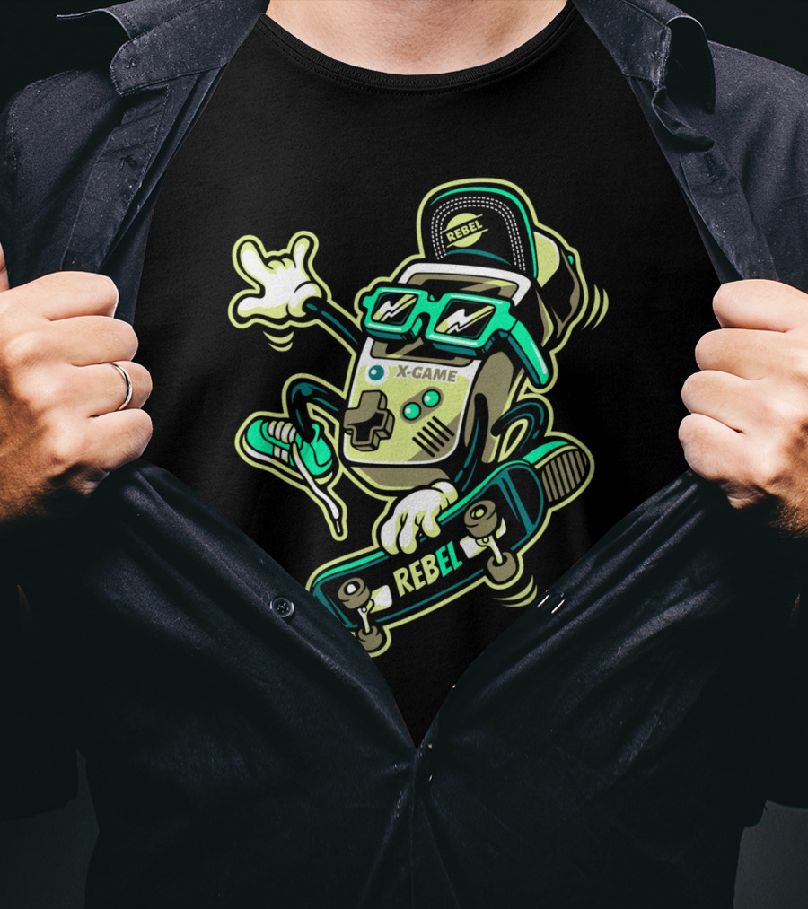 X-Game Rebel Skates Retro Gamer T-Shirt