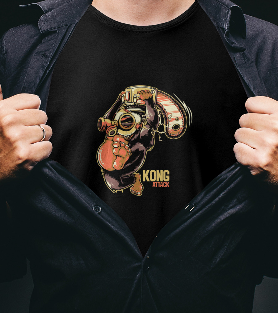 Kong Attack Gas Mask Chainsaw Rampage T-Shirt