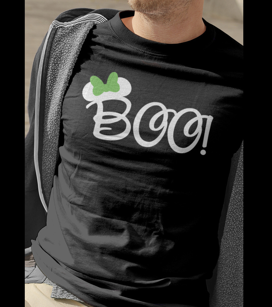 Boo Green Bow Halloween Cartoon Relaxed Fit T-Shirt