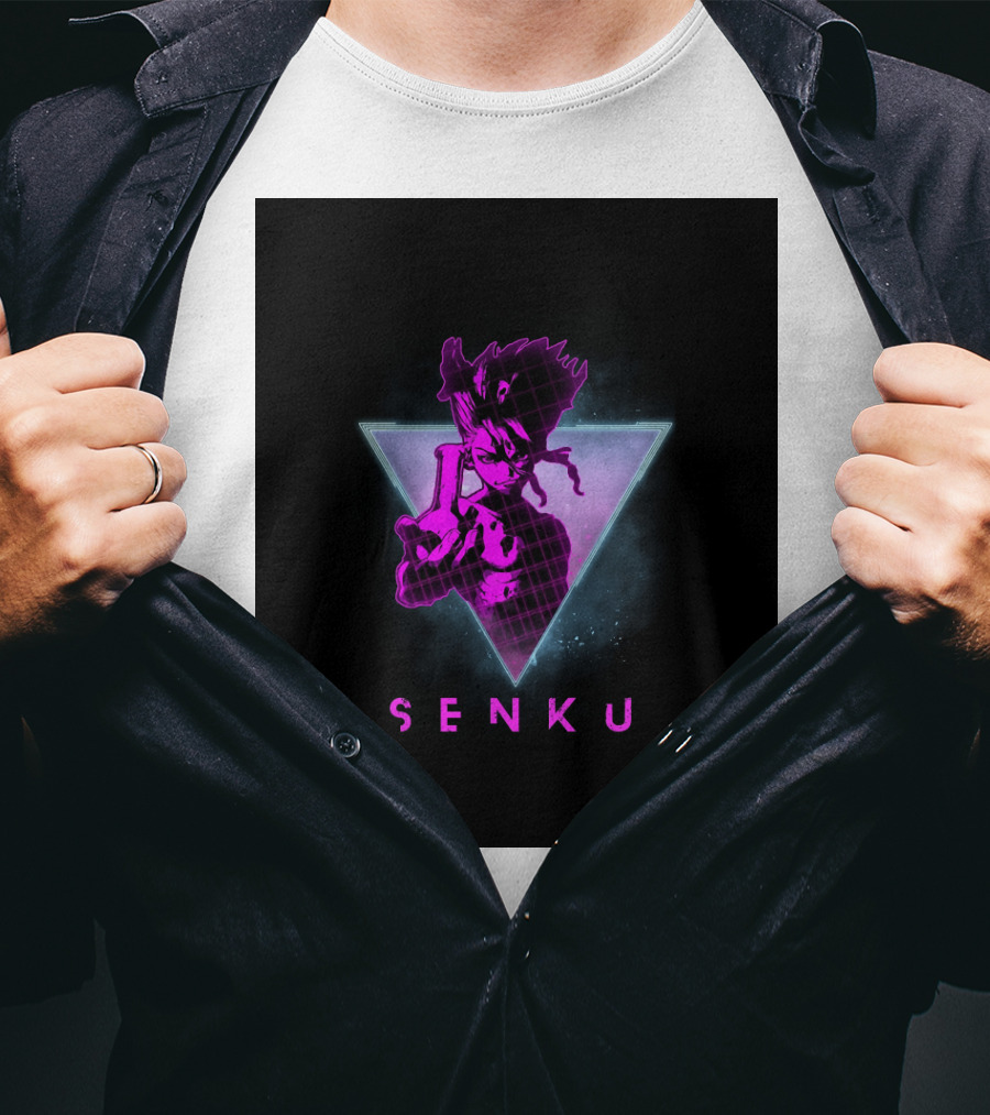 Senku Ishigami Neon 80s Retro Aesthetic Dr Stone Anime T-Shirt