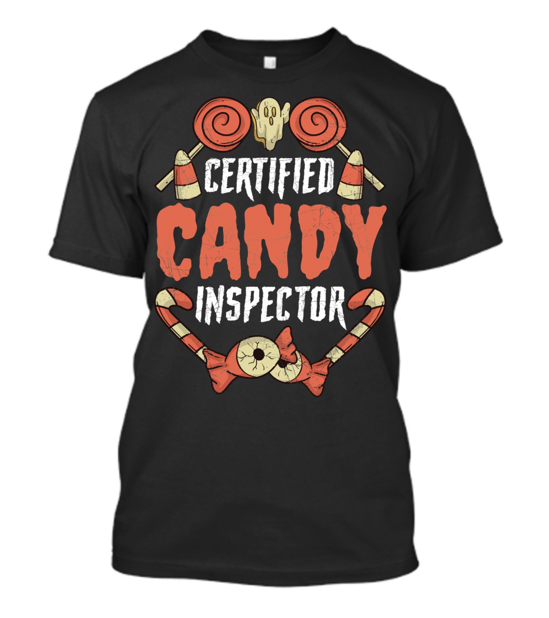 Certified Candy Inspector Halloween Lollipops And Candy Canes T-Shirt