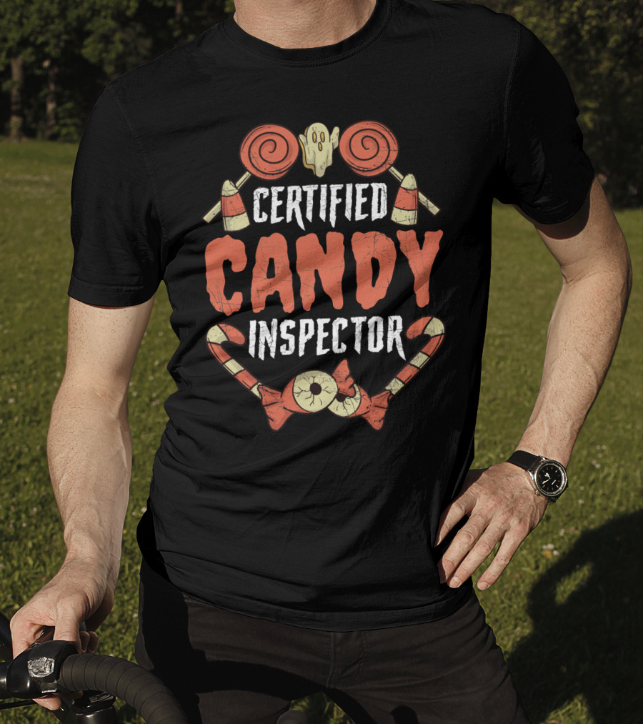 Certified Candy Inspector Halloween Lollipops And Candy Canes T-Shirt