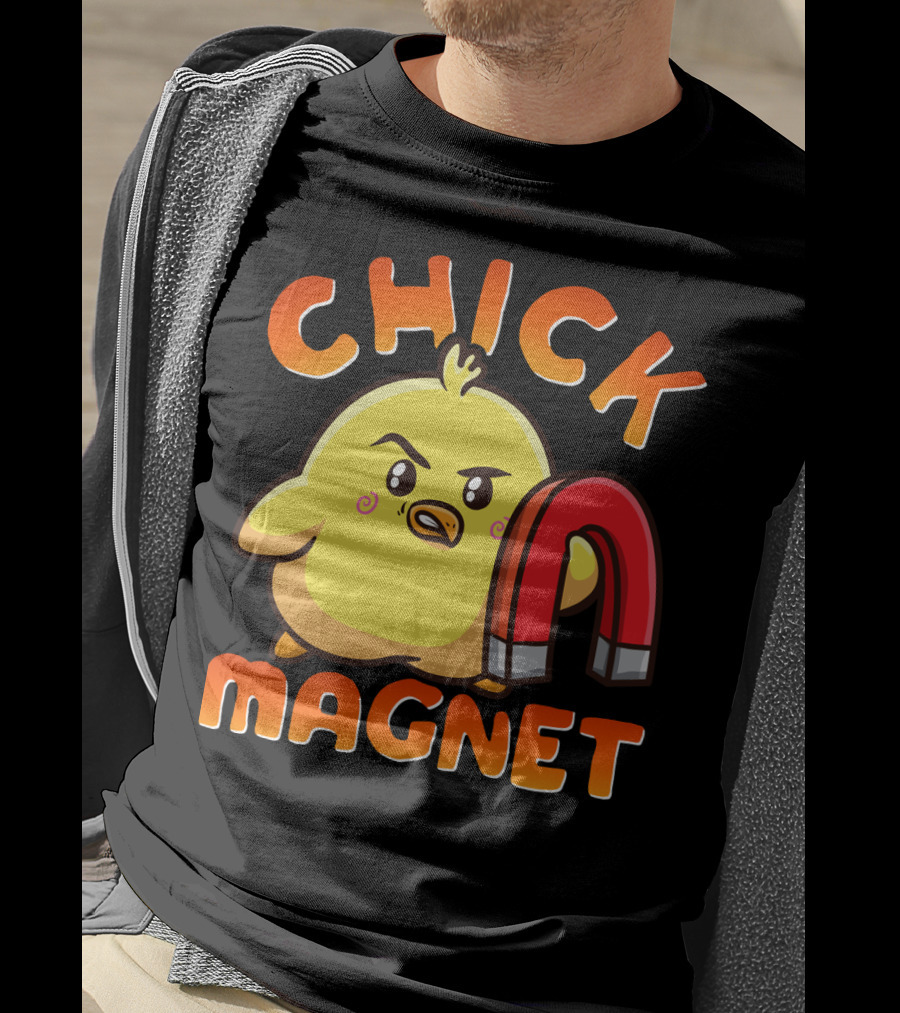 Chick Magnet Funny Halloween Costume Magnetic Little Chick With Magnet T-Shirt