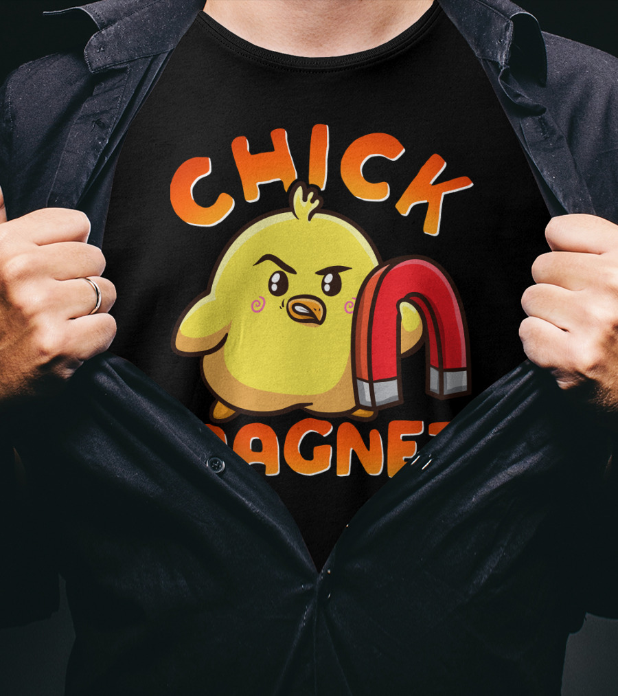 Chick Magnet Funny Halloween Costume Magnetic Little Chick With Magnet T-Shirt