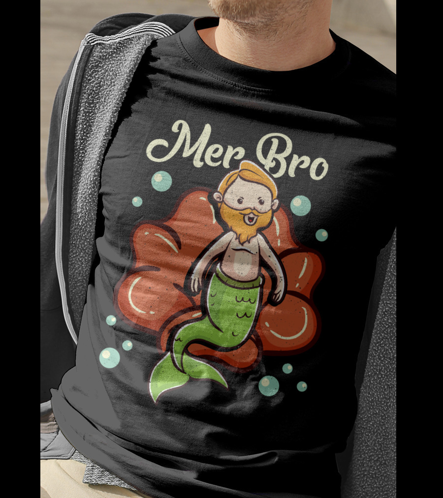 Merbro Merman Brother Of Mermaid Swimming Dad Security T-Shirt