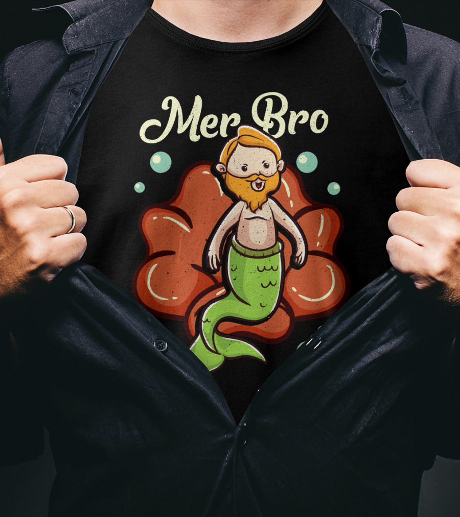 Merbro Merman Brother Of Mermaid Swimming Dad Security T-Shirt