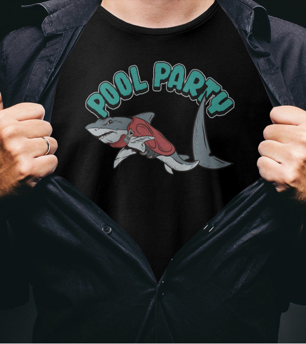 Pool Party Float Shark Summer Beach Swimming T-Shirt