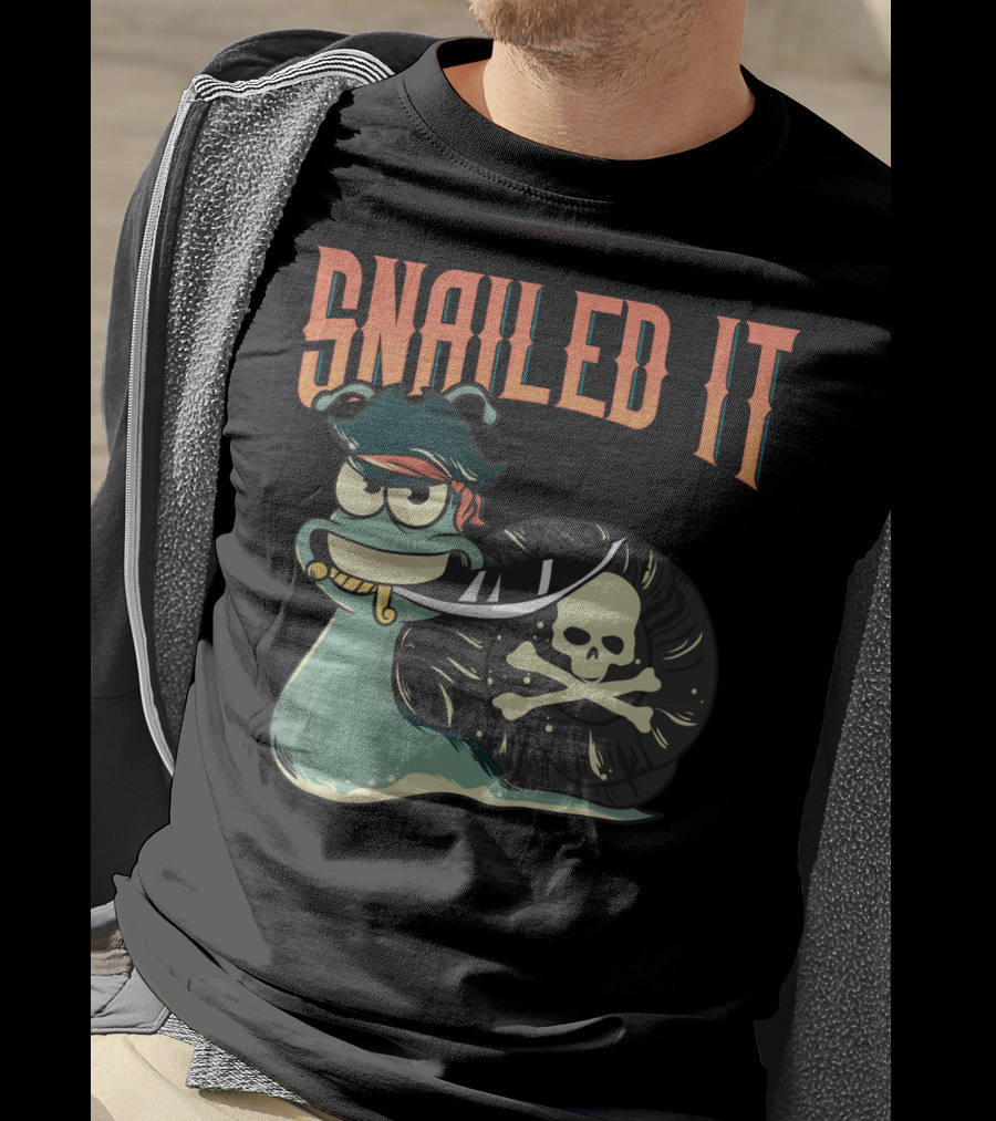 Snailed It Pirate Skull Snail Kawaii T-Shirt