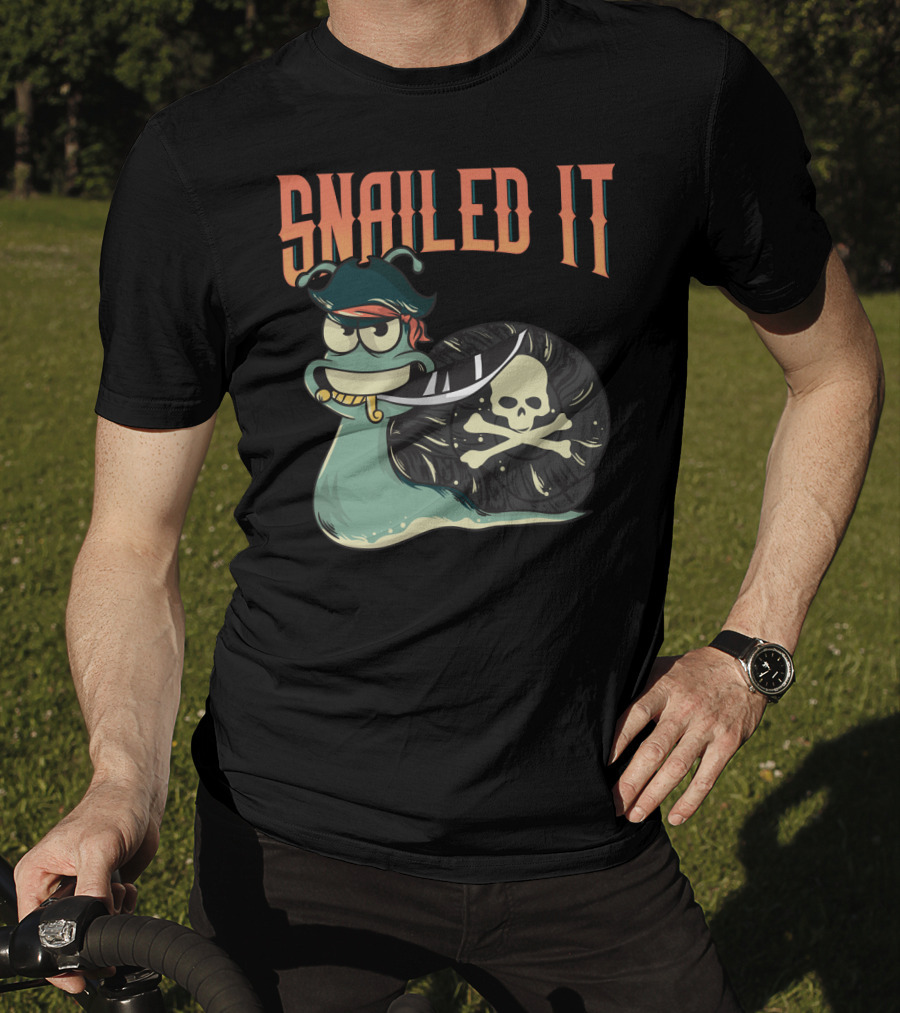 Snailed It Pirate Skull Snail Kawaii T-Shirt