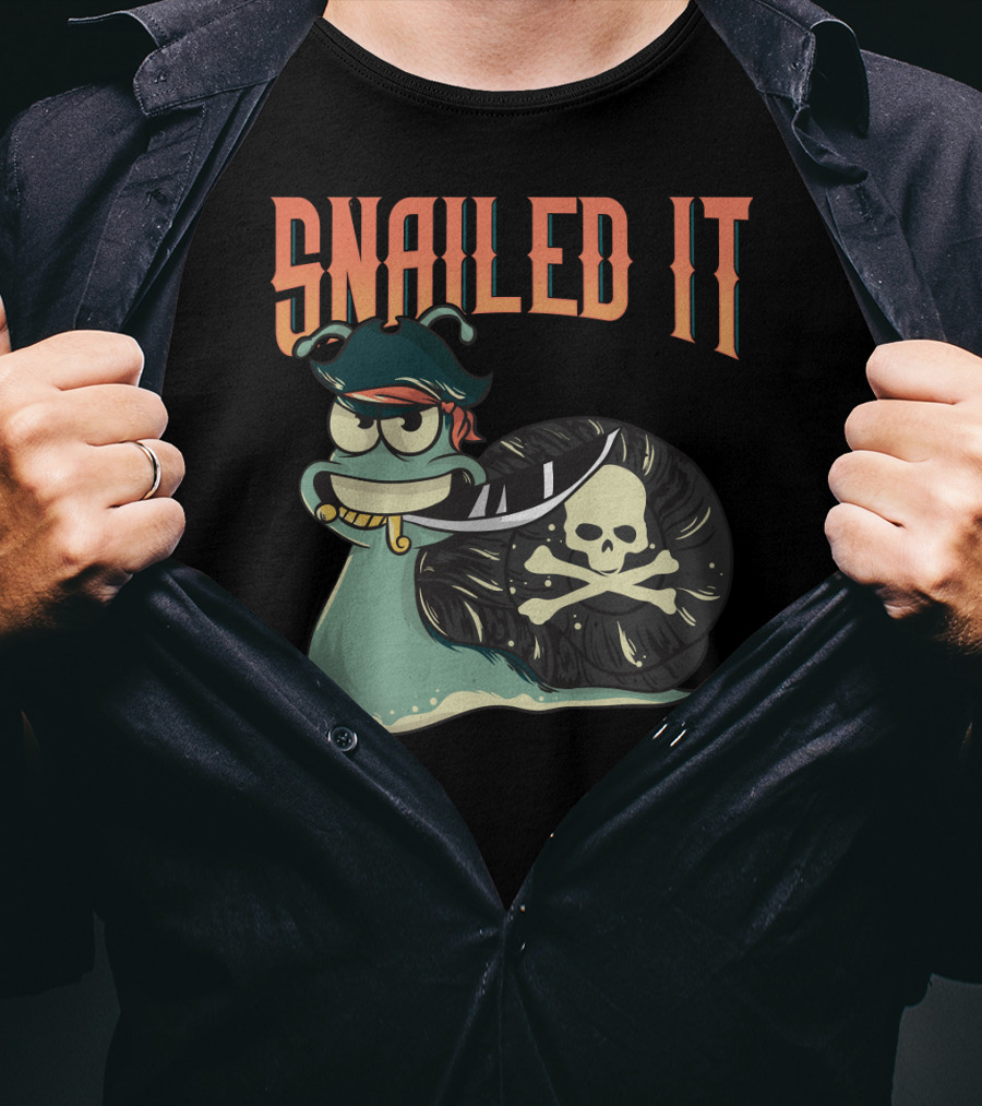 Snailed It Pirate Skull Snail Kawaii T-Shirt