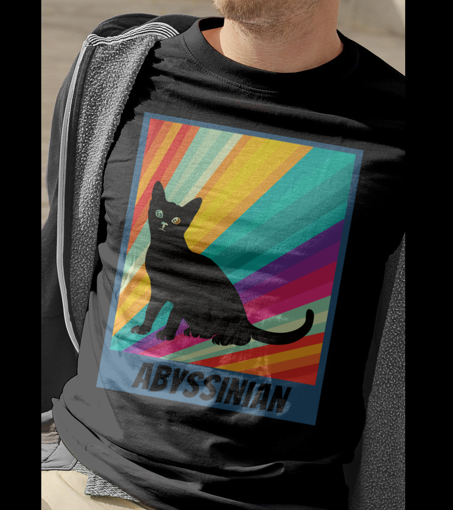 Abyssinian Cat Retro Rainbow T-Shirt