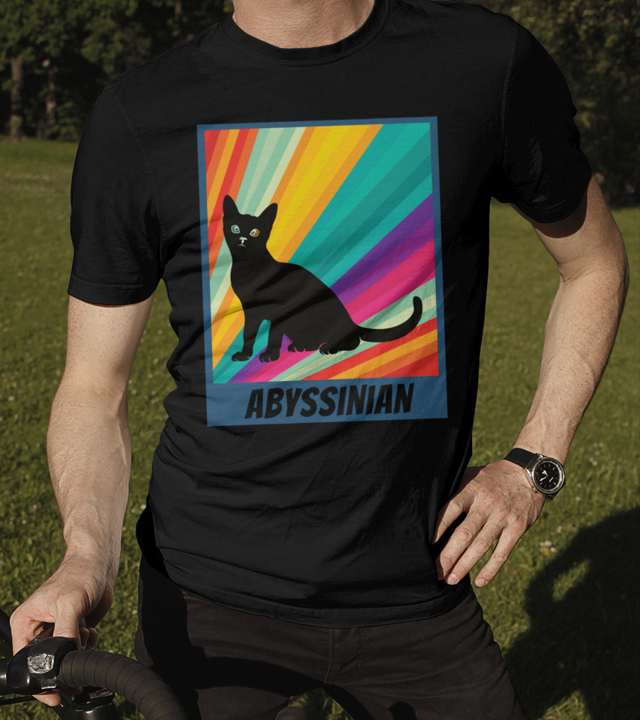 Abyssinian Cat Retro Rainbow T-Shirt