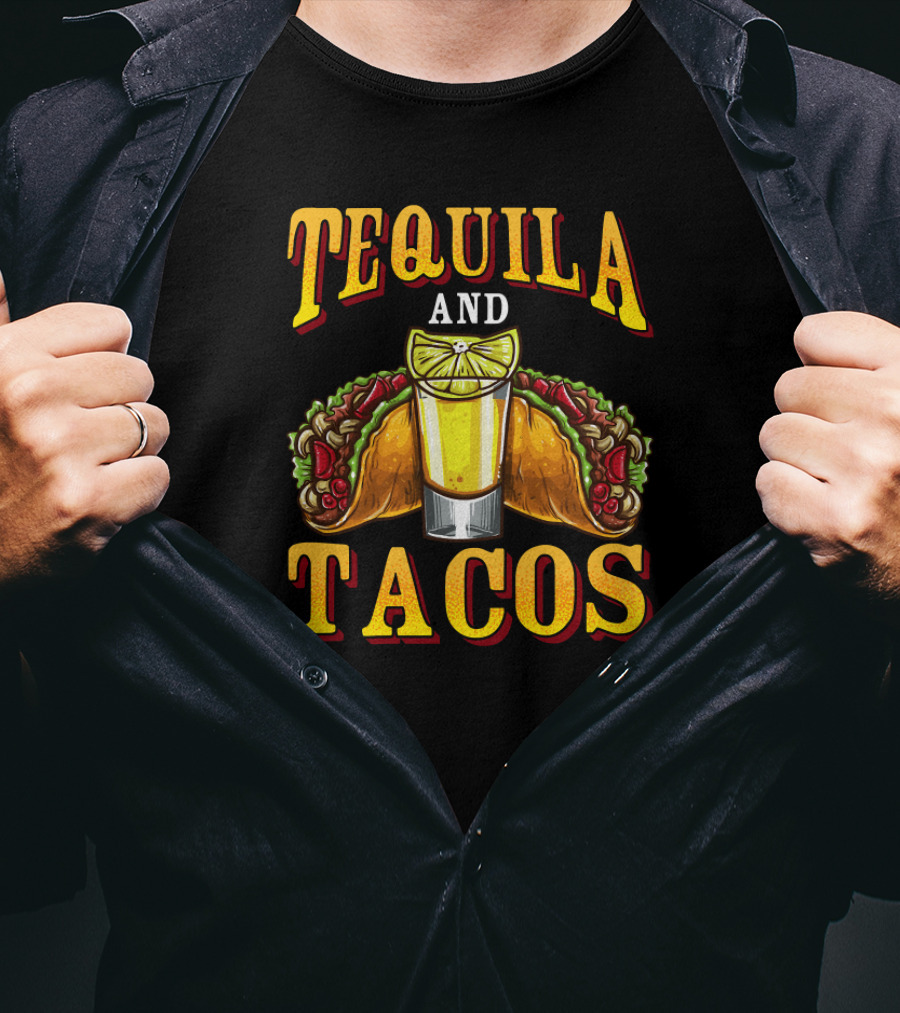 Tequila And Tacos Tequila Day Mexican Drinking Tacos Mexican Drink Lime T-Shirt
