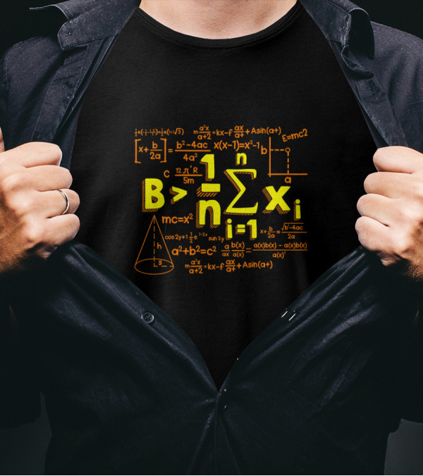 Math Teacher Be Greater Than Average Back To School Algebra Geometry Formulas T-Shirt