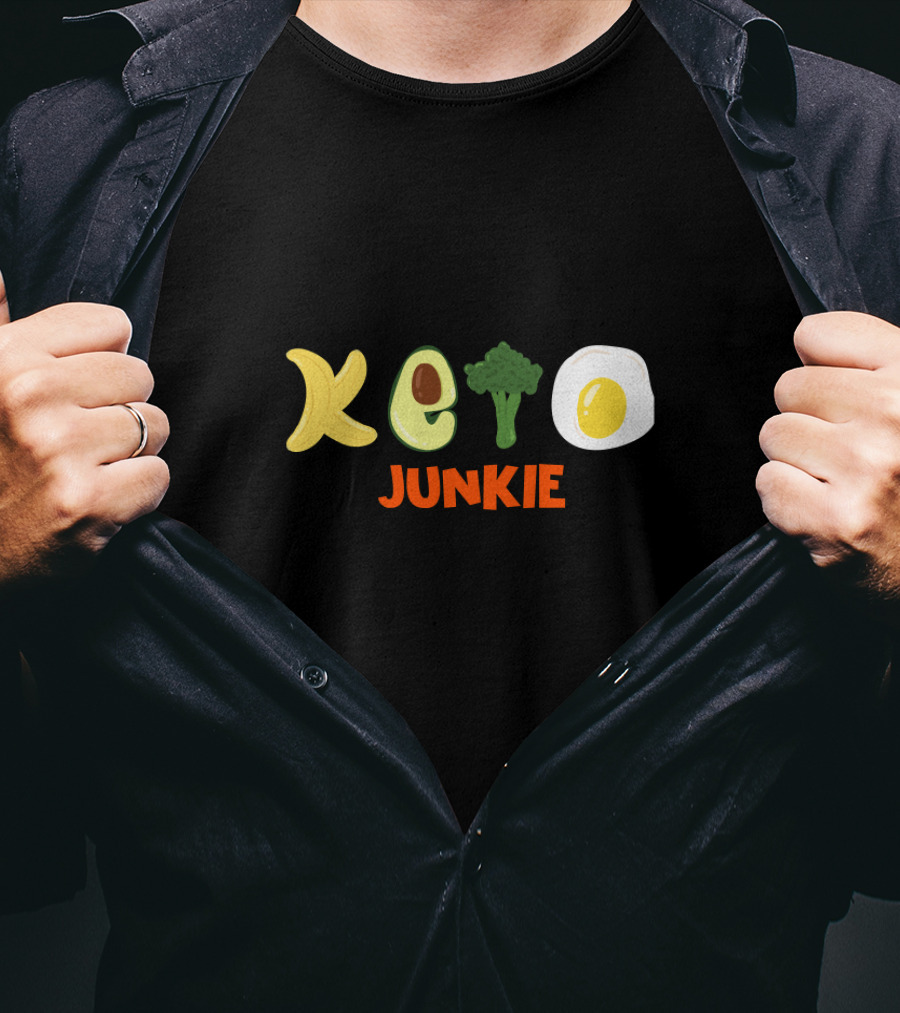 Keto Diet Junkie Avocado Broccoli Egg Ketogenic Food T-Shirt