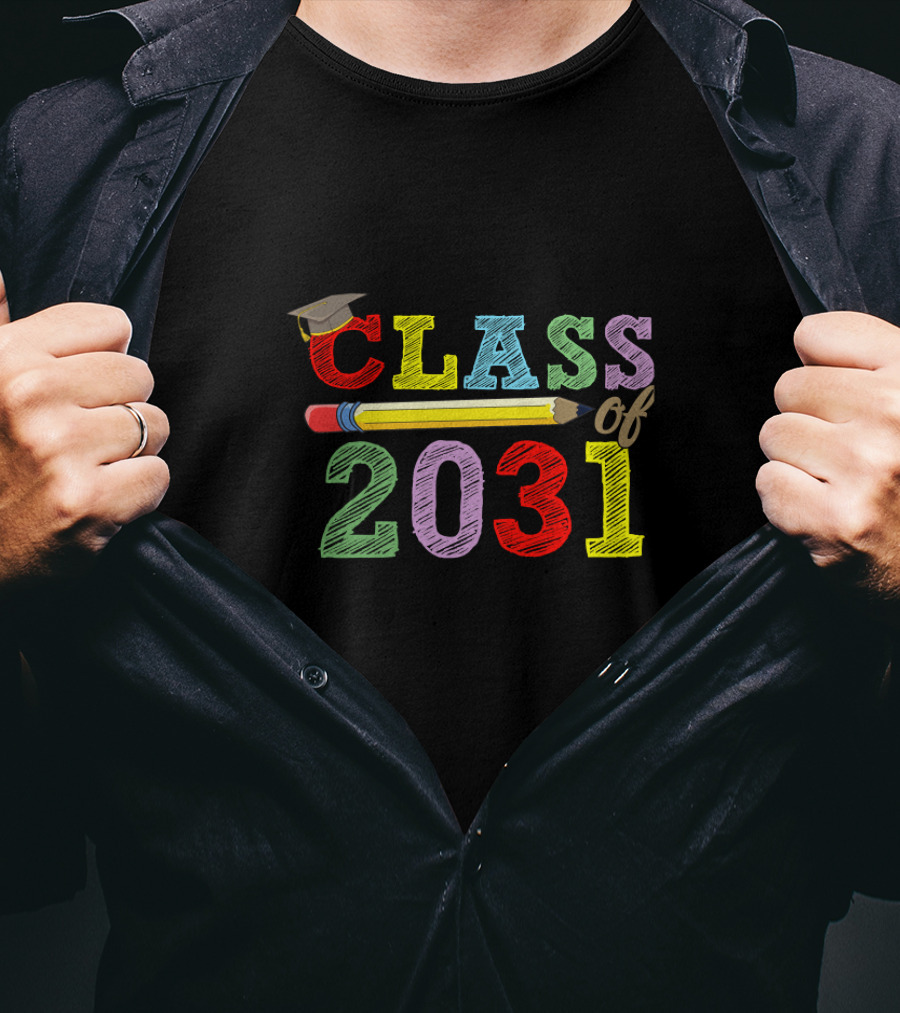 Class Of 2031 First Day Of School Teacher Grow With Me T-Shirt