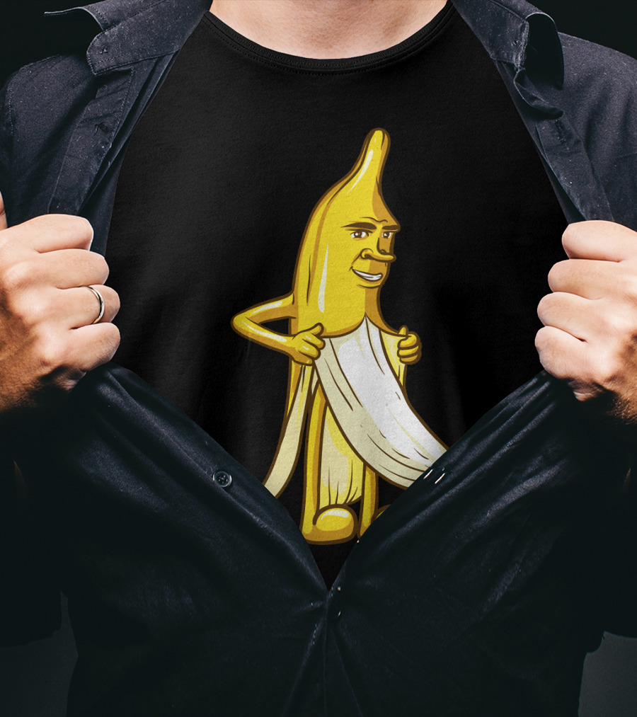 Banana Striptease Cartoon Censored Naked Peeling Comedy T-Shirt