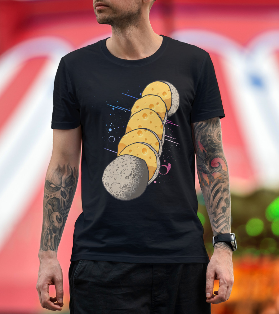 Moon Phases Cheese Cosmic 50th Anniversary Space Lover Nerd Day T-Shirt