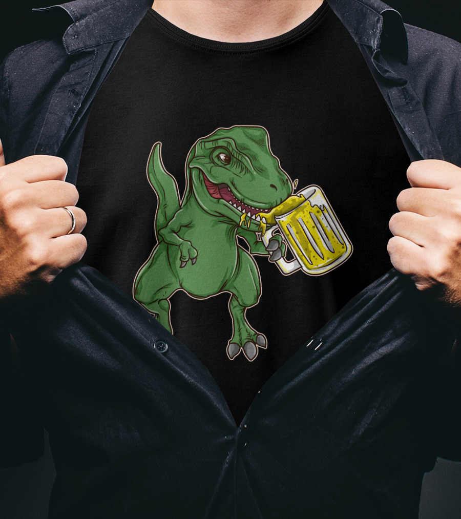 Dinosaur Prost Oktoberfest Drinking Team Let's Get Wrecked T-Shirt